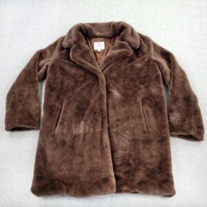 Vintage Urban Republic Brown Faux Fur Overcoat Jacket Button Closure (M)